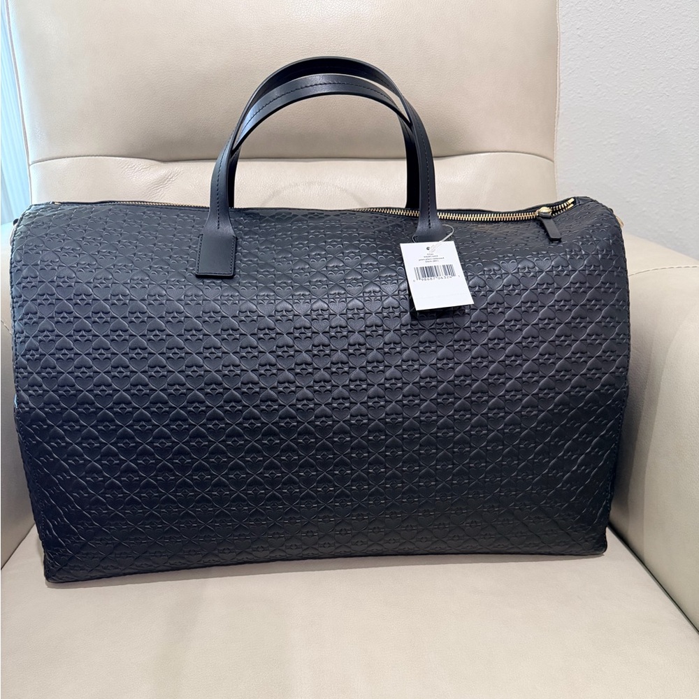 Kate Spade Filipa Penn Place Embossed Travel Duffel with Light Gold Hardware